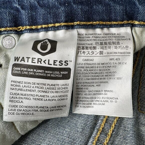 Levis 505 Denim Blue Jeans Mens 36 X 34 Medium Wash Straight Leg Mid Rise - Picture 6 of 14